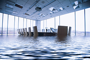 flooded office room